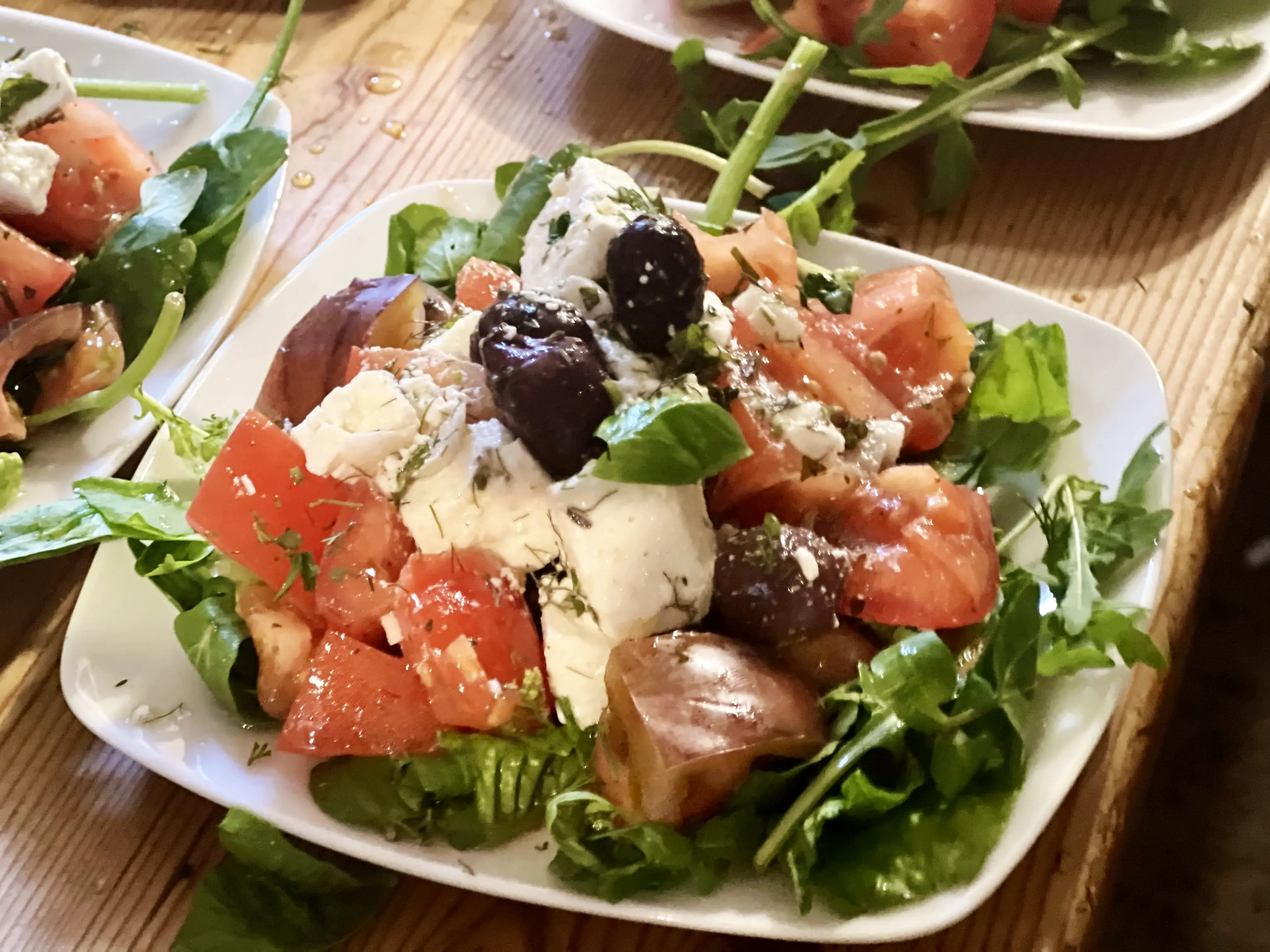Greek-style salad with tomatoes, feta and olives